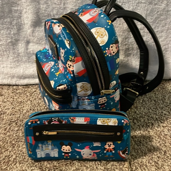Disney Parks Loungefly Mini Backpack & Matching Wallet - WDW Parks Retro Design - Picture 6 of 16